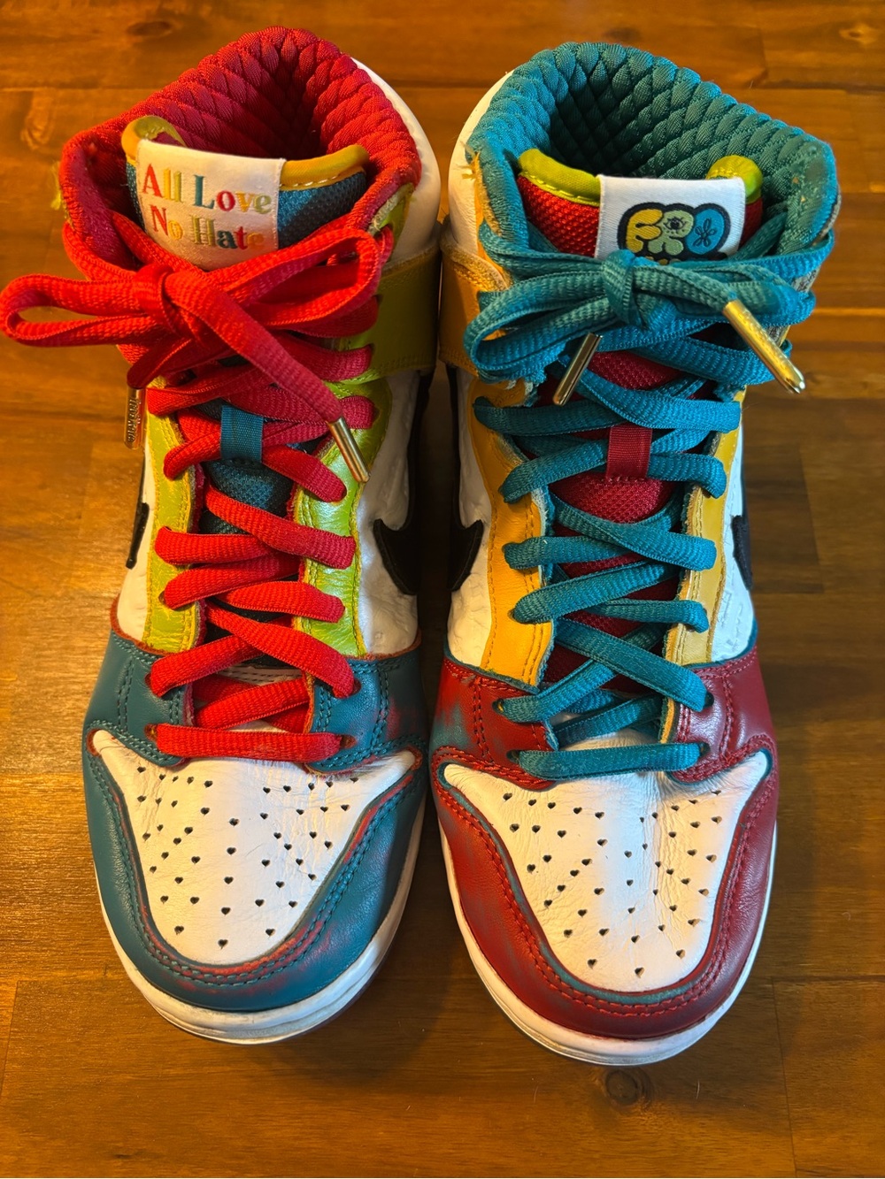 Nike Multicolor High-Top Sneakers - Red, Teal, Yellow, White